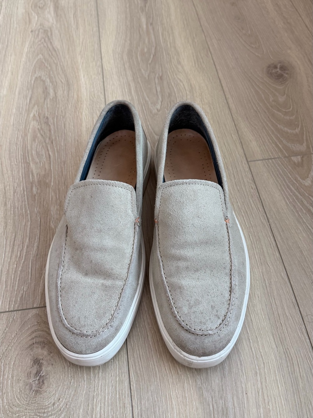 Franco Fortini Beige Suede Slip-On Loafers